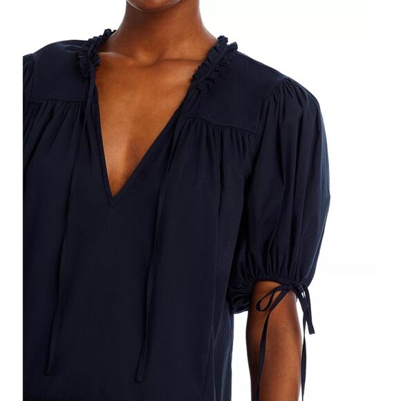 Cinq à Sept Jessalyn Cotton Blend Double Layer Navy Mini Dress Size Large - Picture 13 of 14